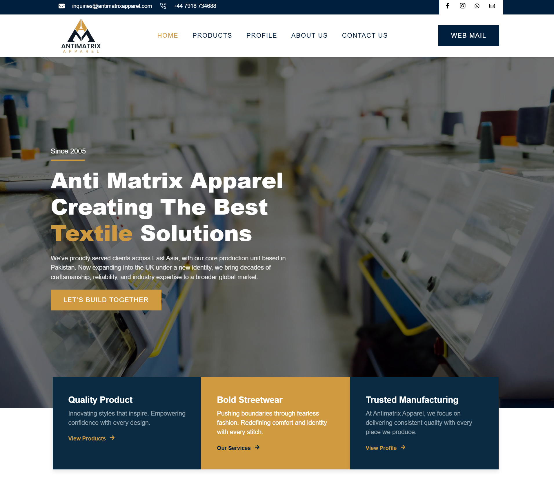 Anti Matrix Apparel – E-commerce & Manufacturing Website