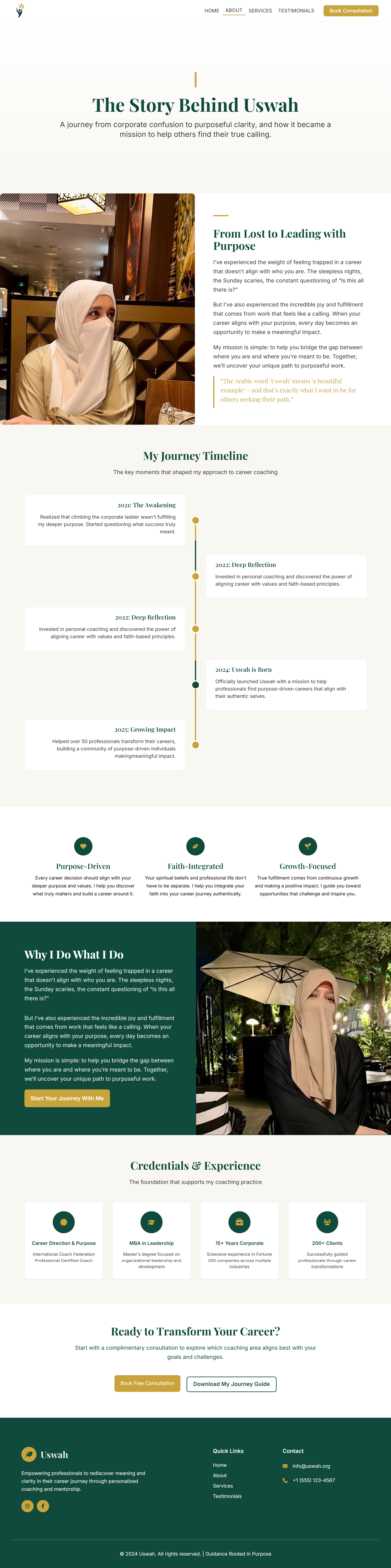 Uswah career coaching website design – screenshot 4