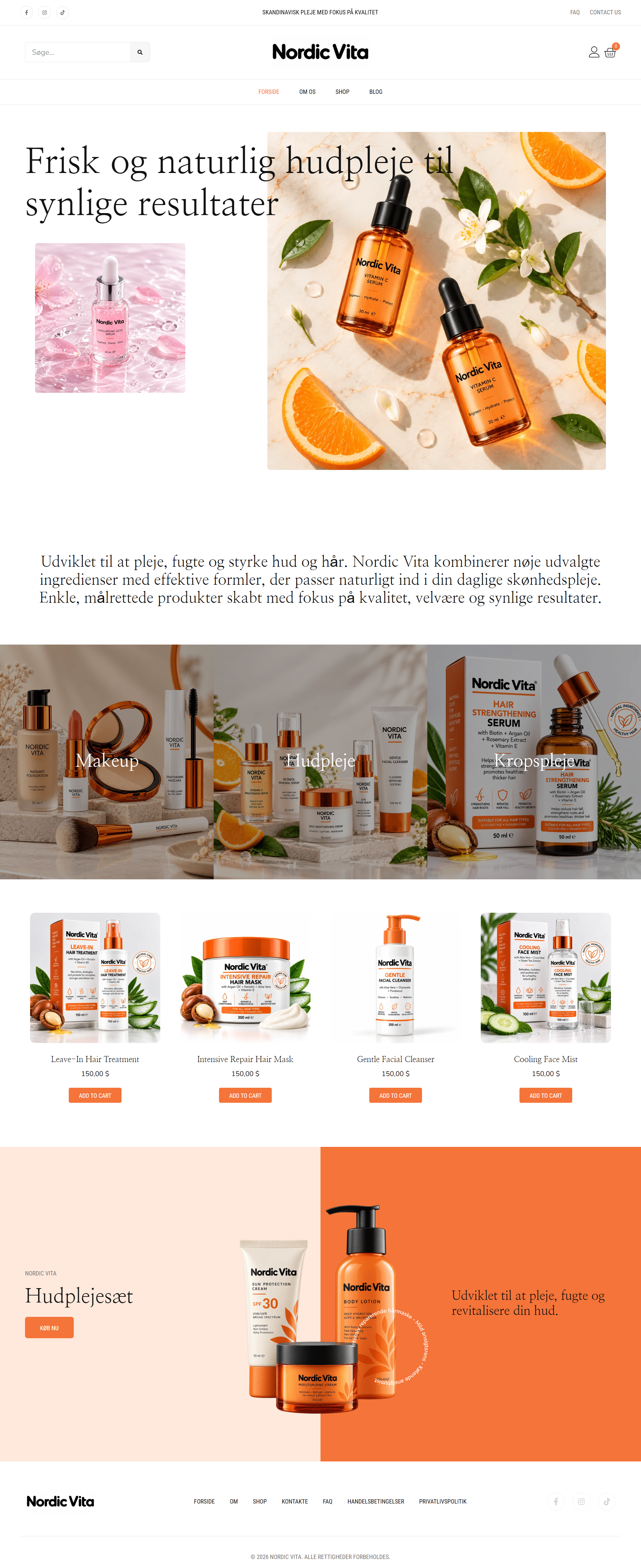 Nordic Vita beauty cosmetics website design – screenshot 2