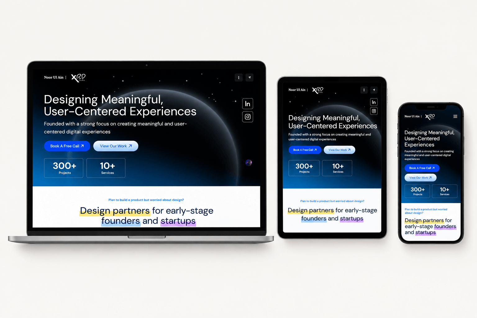 Responsive website mockup demonstrating how a modern website layout adapts to different screen sizes