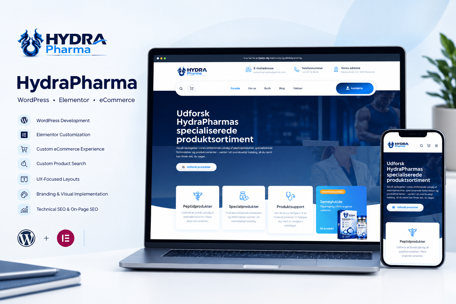 HydraPharma healthcare wellness website design – screenshot 2