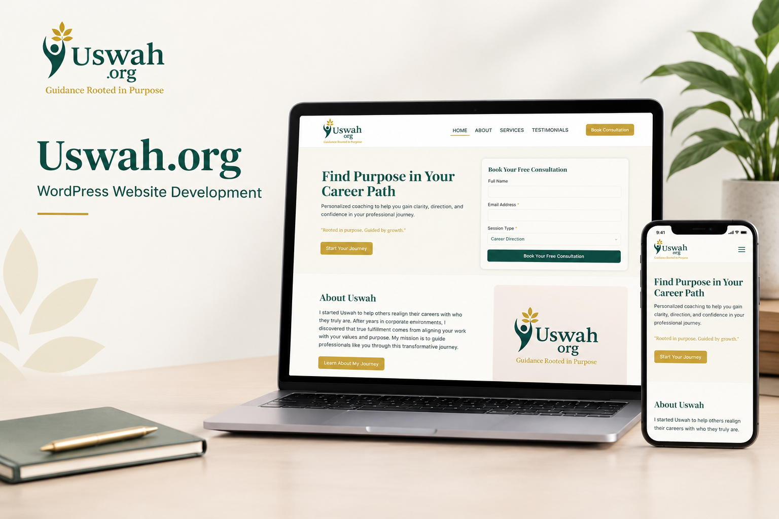Uswah career coaching website design – screenshot 2